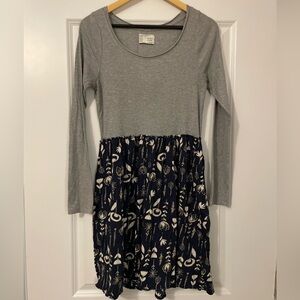 Anthropologie Saturday Sunday Gray and Navy Long Sleeve Mini Dress